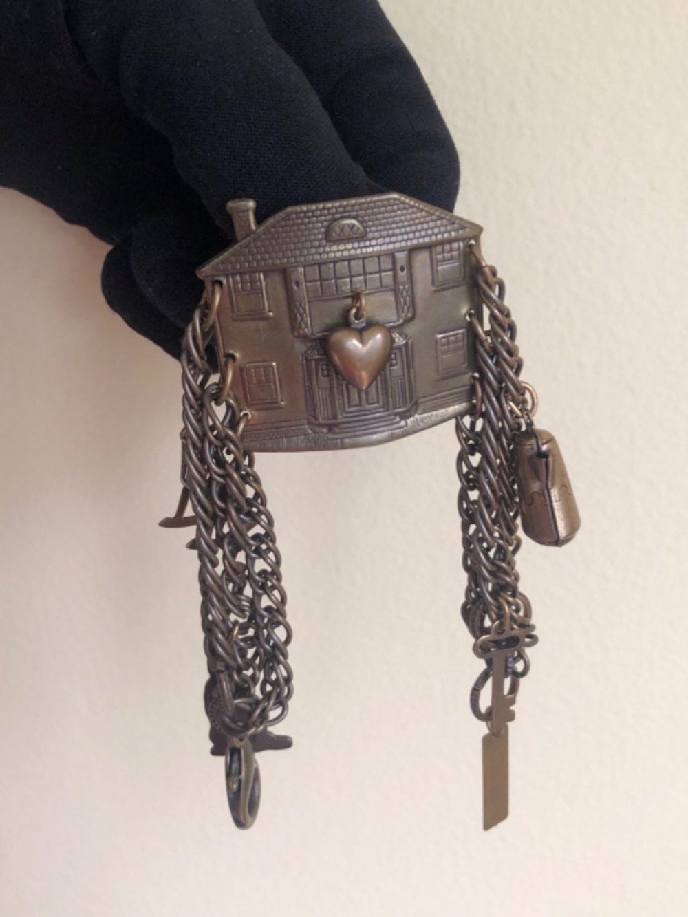 Bracelet/Brooch w/ House, Heart, Chair, Cat & Other Charms - Picture 3 of 9